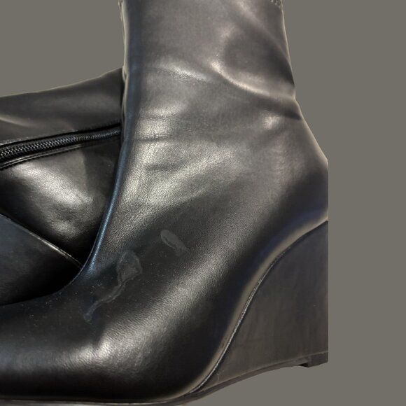🎯 A New Day Black Pointed Toe Wedge Ankle Boots | Size 8 - Picture 2 of 3